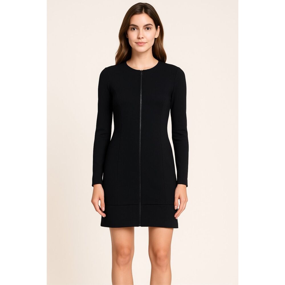 Theory Cheyanne W Trinity Long Sleeve Black Zip-Up Dress Size 12